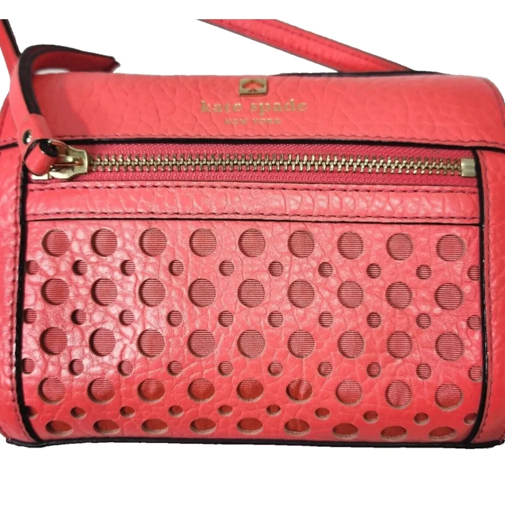 KATE SPADE Perri Lane Bubbles Leather Crossbody Bag $338 Coral Pink